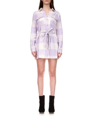 Sanctuary Brushed Plaid Shirtdress - White