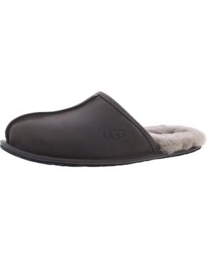 UGG Scuff Lined Leather Scuff Slippers - Brown