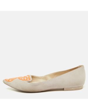 Sophia Webster Suede Bibi Butterfly Pointed Toe Ballet Flats - Natural