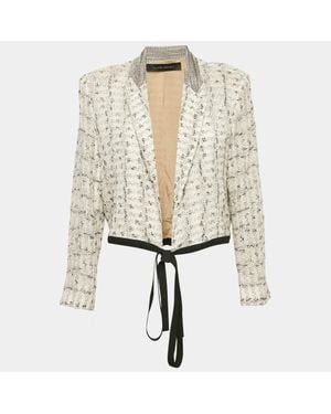 Roland Mouret Off Patterned Cotton Knit Wrap Jacket - Natural
