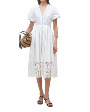 Suncoo Cecily Embroidered Poplin Midi Dress - White