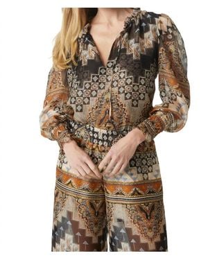 MISA Los Angles Siena Long Sleeve Top In Alhambra Mosaic - Multicolor