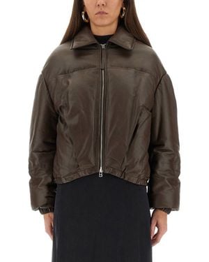 Alysi Leather "Puffer" Down Jacket - Gray