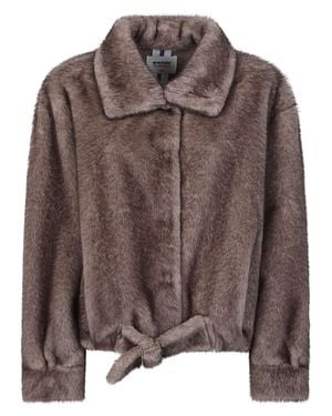 S.w.o.r.d 6.6.44 Plush Adjustable Tie Hem Faux Fur Bomber Jacket - Brown
