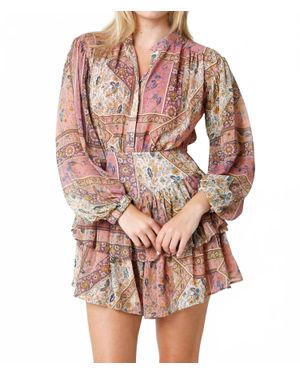 Olivaceous Paisley Long Sleeve Mini Dress - Pink