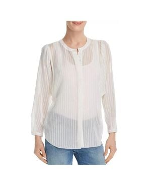 Joie Rashelda Striped Sheer Long Sleeve Blouse - White