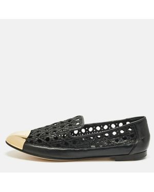 Giuseppe Zanotti Leather Cap Toe Smoking Slippers - Black