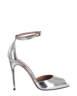 Paris Texas Vera Open Toe 105 Ankle-Strap Leather Sandals - Metallic