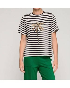Vilagallo Embroidered Palm Tree T-Shirt - Green