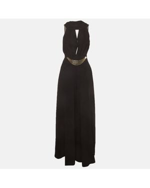 Elisabetta Franchi Crepe Draped Wide Leg Jumpsuit - Black