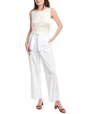 Nicole Miller Linen-Blend Pull-On Pant - White