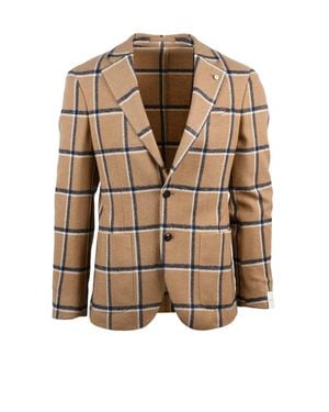 L.B.M. 1911 And Checked Fitted Jacket With Classic Lapel - Brown