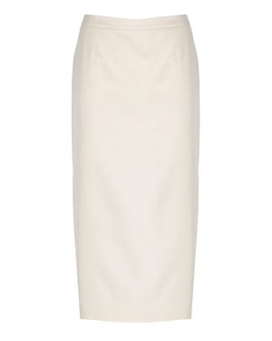 PT Torino Ivory Cotton And Viscose Midi Skirt With Side Zip And Rear Vent - White