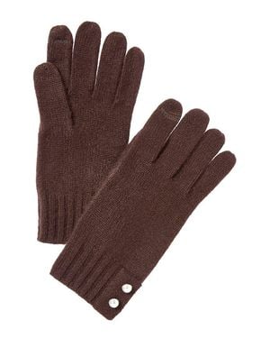 Phenix Pearl Button Cuff Cashmere Gloves - Brown