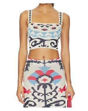 MISA Los Angles Cora Cropped Sleeveless Top - Blue