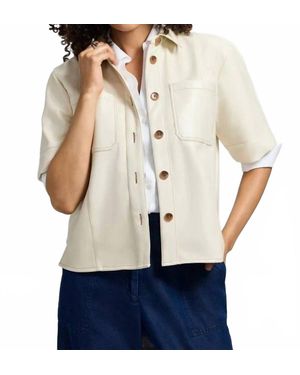 Foxcroft Demi Vegan Leather Elbow Sleeve Shirt Jacket - Natural