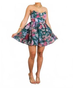 SurelyMine Strapless Fit Flare Mini Dress - Blue