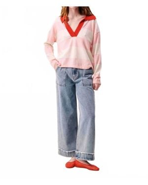 FRNCH Hydralis Striped Polo Sweater - Blue