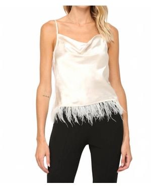 Fate by LFD Leah Feather Trimmed Cowl Neck Cami - Black