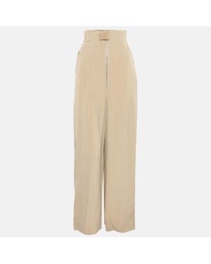 Jacquemus Silk Blend High Rise Le Papier Pants - Natural