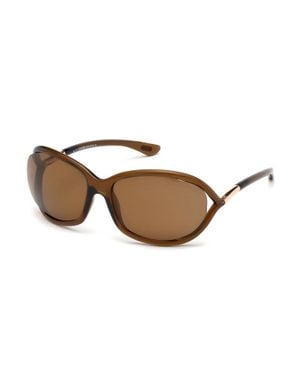 Tom Ford Sunglasses Geometric Full Rim, Transparent Dark Frame And Polarized Lens Ft000848H - Brown