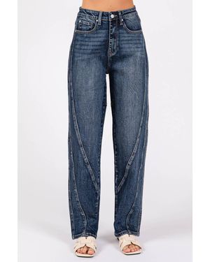 Petra153 Grace High Rise Comfort Barrel Jeans - Blue