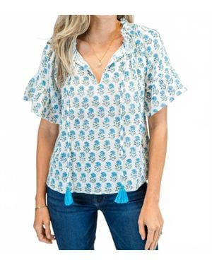 Victoria Dunn Bristol V-Neck Blouse - Blue