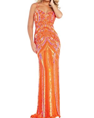 Jovani Beaded Sheath Prom Dress - Orange