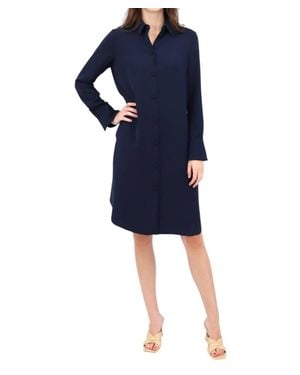 Emmelle Lustrous Crepe Tailored Shirt Dress - Blue