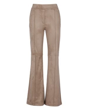 D. EXTERIOR Elastic Waist Flared Velvet Pants - Natural