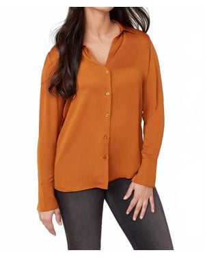 Renuar Woven Button Down Blouse - Orange