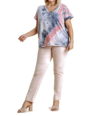 Umgee Distressed Tie Dye Top - Blue