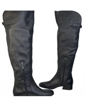 Aquatalia Leather Knee High Riding Boots - Black
