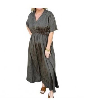 GRADE & GATHER Short Sleeve Batwing Dress - Gray