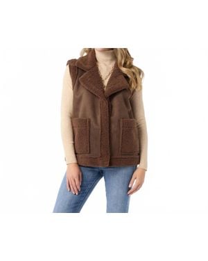 Coco + Carmen Brittni Faux Suede Sherpa Lined Vest - Brown