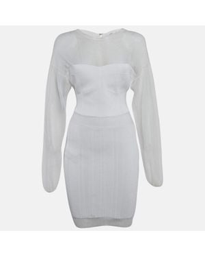 Hervé Léger Jersey Long Sleeve Mini Dress - Gray