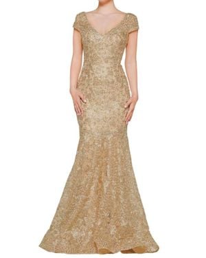 Colors Dress Metallic Mermaid Gown - Natural