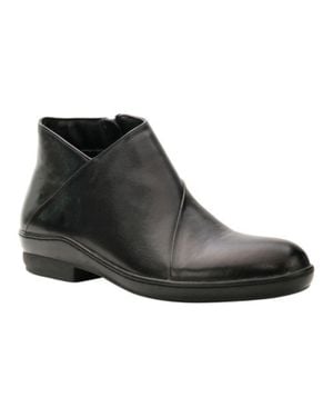 David Tate Pond Boots's Leather Round Toe Ankle Bootie Jzz1133 - Black