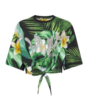 Philipp Plein Cropped T-Shirt Hawaii - Green