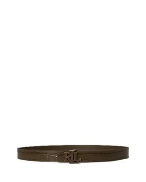Ralph Lauren Textured Leather Intertwined Buckle Belt - White