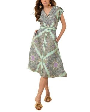 Hale Bob Priscilla Linen Midi Dress - Green