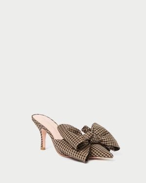 Loeffler Randall Margot Gingham Bow Mule Pumps - Brown