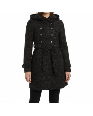 CoffeeShop Double Breasted Shawl Collar Coat - Black