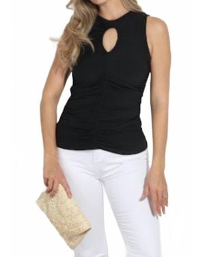 Veronica M Keyhole Shirred Tank Top - Blue