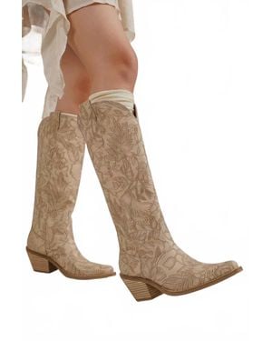 BEAST FASHION Adela Block Heel Boots - White