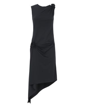 Coperni Asymmetrical Dress With Fabric Rose Accents - Blue