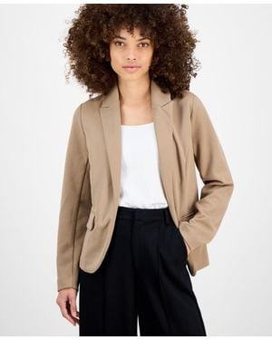 BarIII Blazer Ps Petite Warm Ginger Stretch Peak-Lapel Open-Front Fts38 - Natural