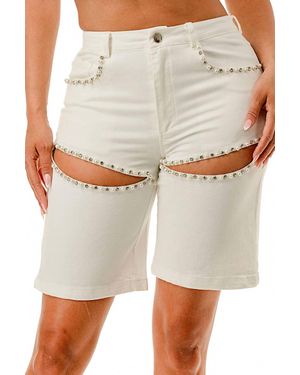 SALT Embellished Pearl Shorts - White