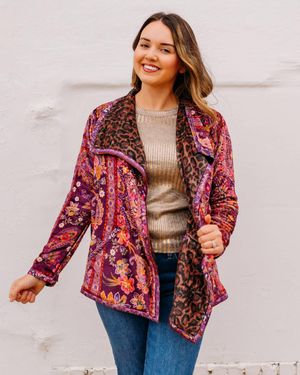 Johnny Was Joan Wrap Binded Sherpa Jacket - Red