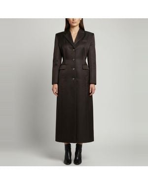 Magda Butrym Silk Blend Single Breasted Long Coat - Black